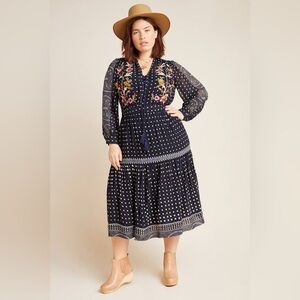 Anthropologie Maeve Cassidy Embellished Prairie Dress sz 14